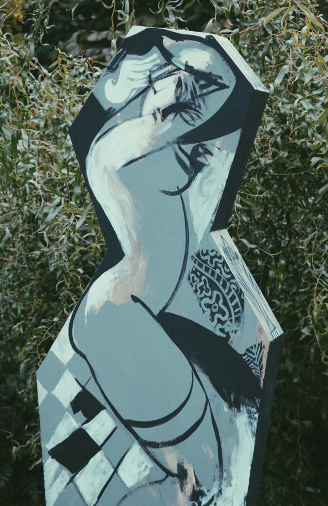Fragment Woman's strength. Birch veneer, acrylic, by Ieva Caruka